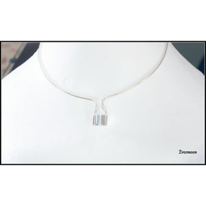 Sterling Silver Day Collar Choker with Padlock Clasp