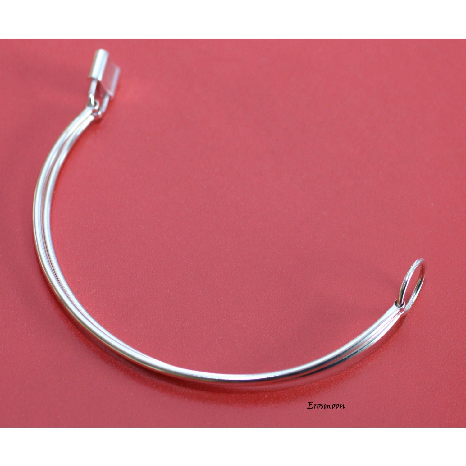 Discreet Hinged,Day Collar, 3mm sterling silver (8g), Padlock clasp, hinged by front O ring, Handmade BDSM Collar