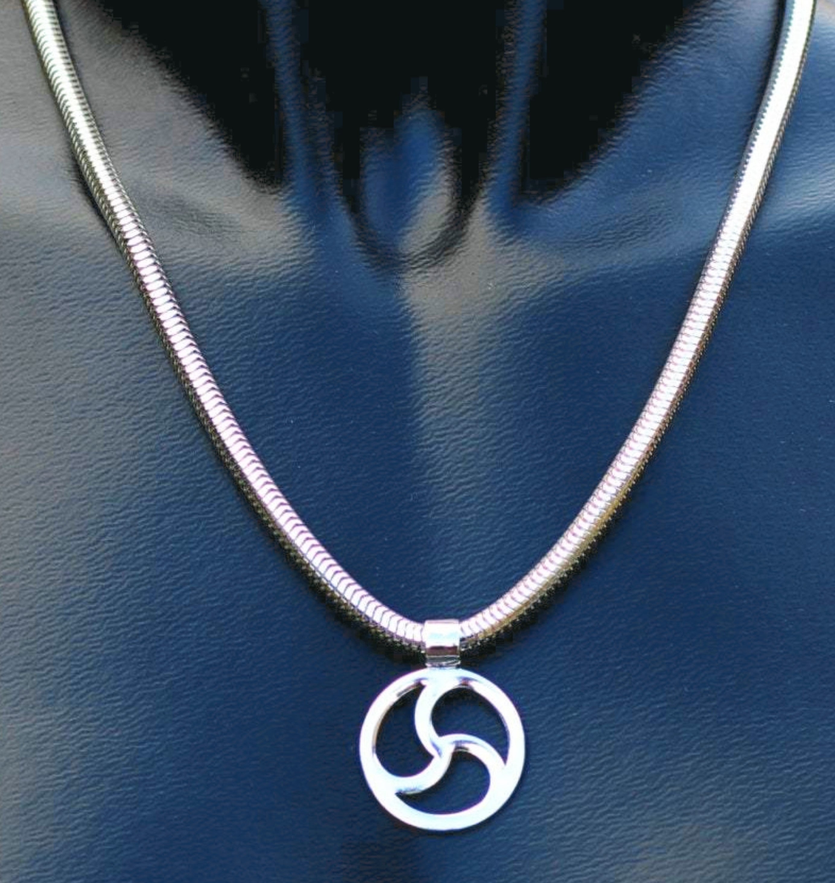 Sterling Silver, Discreet Triskele necklace, Snake Chain, Handmade BDSM Collar