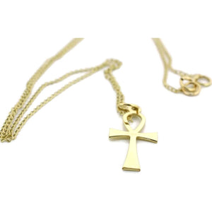 GOLD, 9ct, ANKH CROSS AND CHAIN.