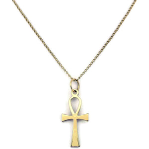 GOLD, 9ct, ANKH CROSS AND CHAIN.