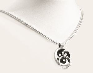 BDSM Day Collar, Emblem, Triskele, Triskelion,  5mm thick, Heavy Sterling Silver Snake Chain, Handmade BDSM Collar