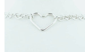 Sterling Silver Heart Shape O Ring Heavy Chain Day Collar