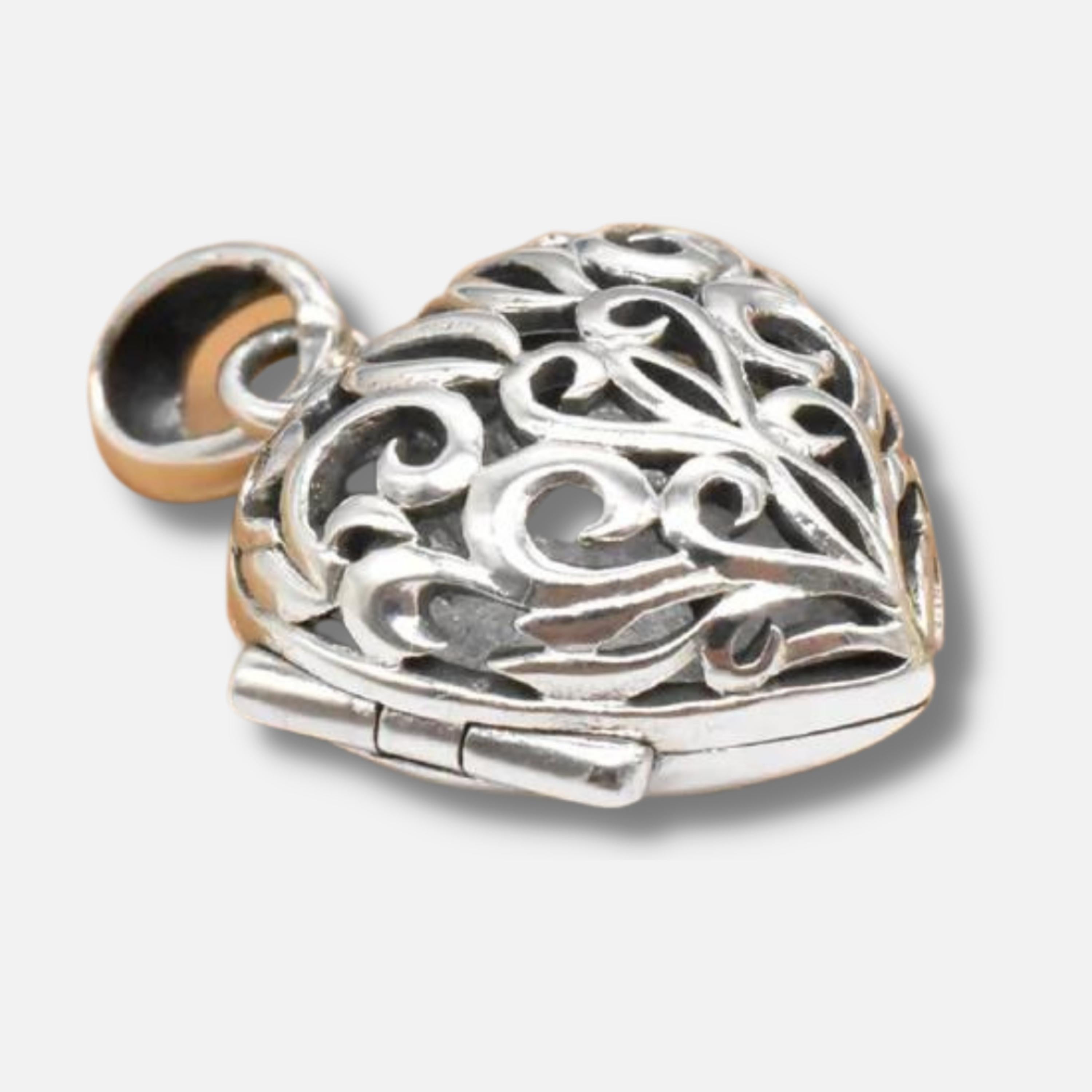 ELEGANT COLLAR AND LOCKET, STERLING SILVER (925) AND VINTAGE STYLE FIL ...