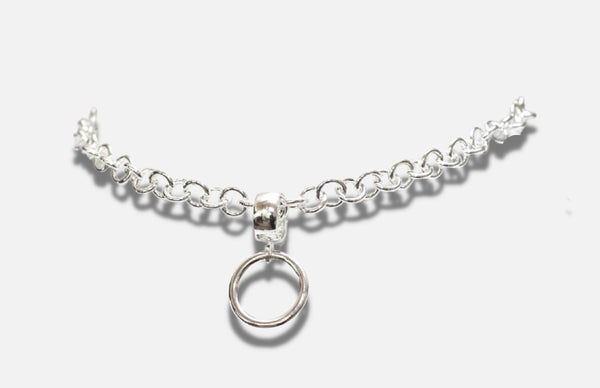 Sterling Silver Heavy Chain Collar Choker Necklace with silver O Ring. –  Erosmoon
