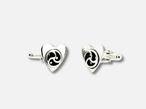 Sterling silver BDSM cuff links on a heart sterling silver, handmade.