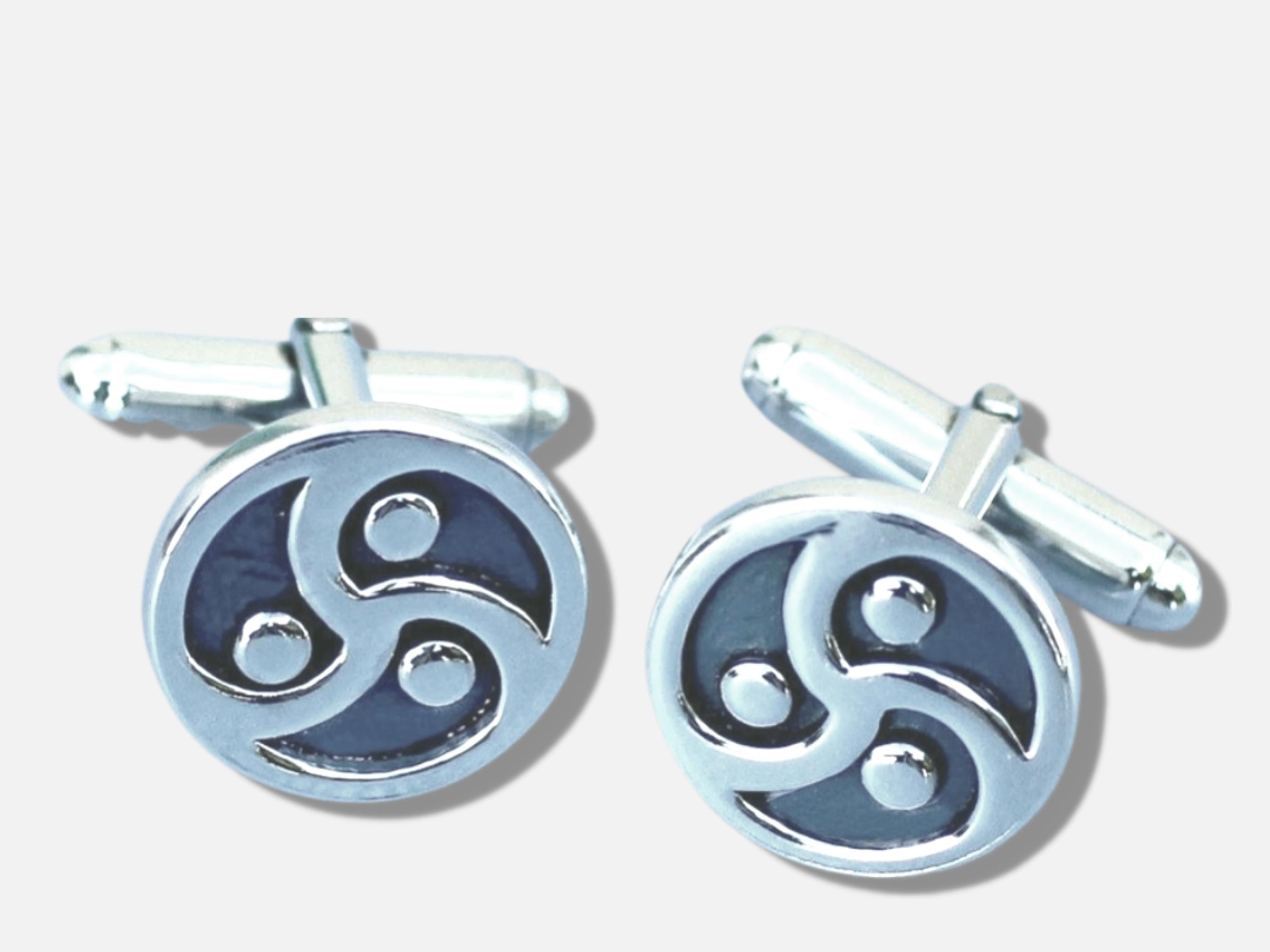 Handmade Sterling Silver BDSM Triskele Symbol Cuff Links - Unique and Durable Design