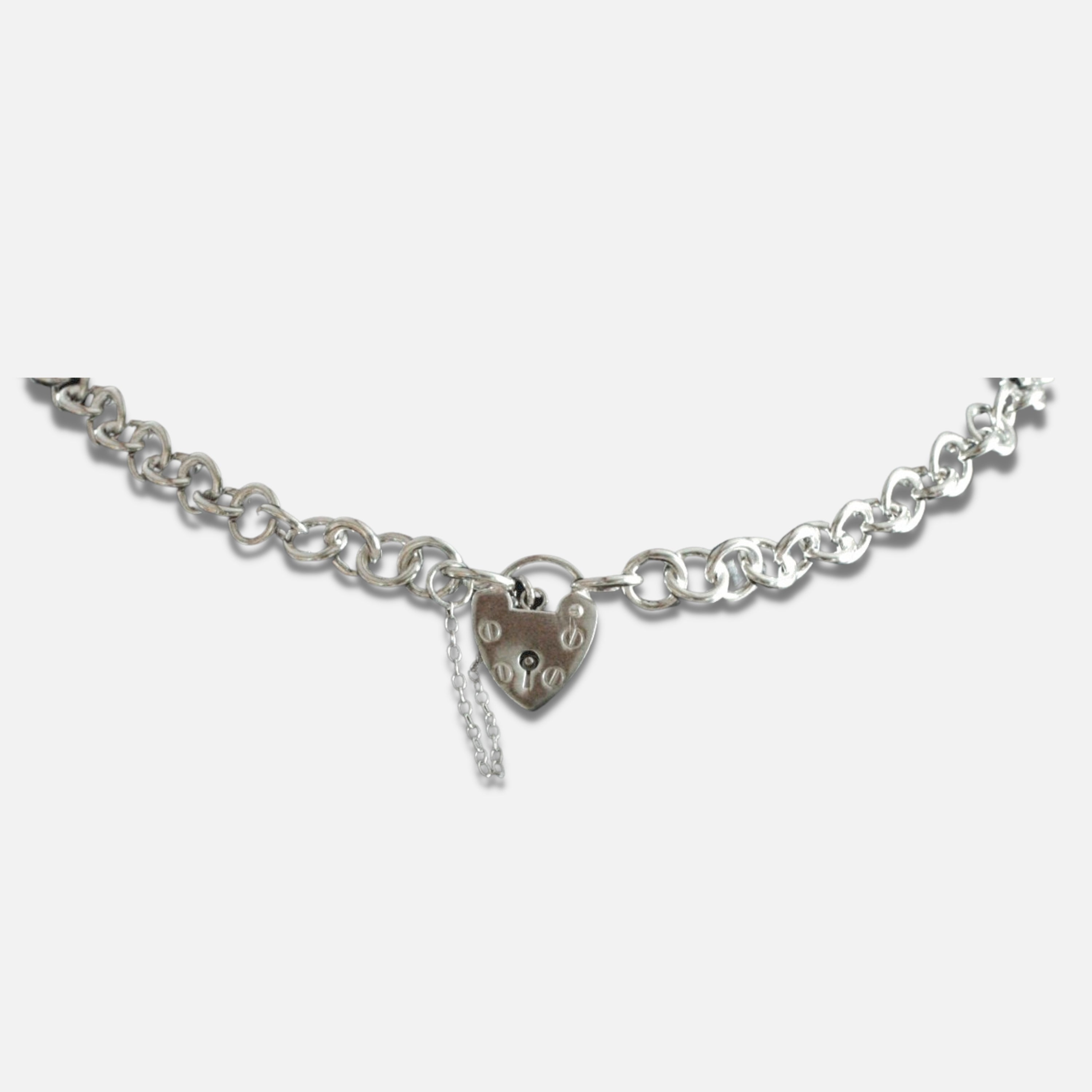 Silver Lock Charm Chain / Choker / Necklace: 