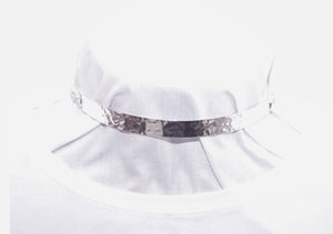 Sterling Silver-10mm, Wide-Hammered Effect Choker – Day-Collar-Bondage / BDSM Collar-Half Solid/Half Chain.