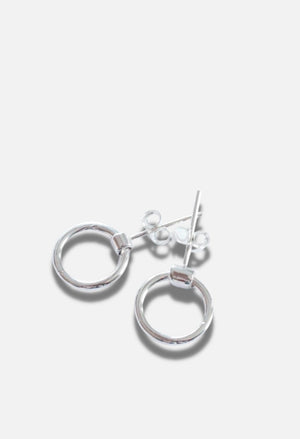 BDSM RING OF O SHACKLE STUD EARRINGS, STERLING SILVER