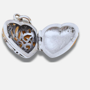 ELEGANT COLLAR AND LOCKET, STERLING SILVER (925) AND VINTAGE STYLE FILIGREE HEART.
