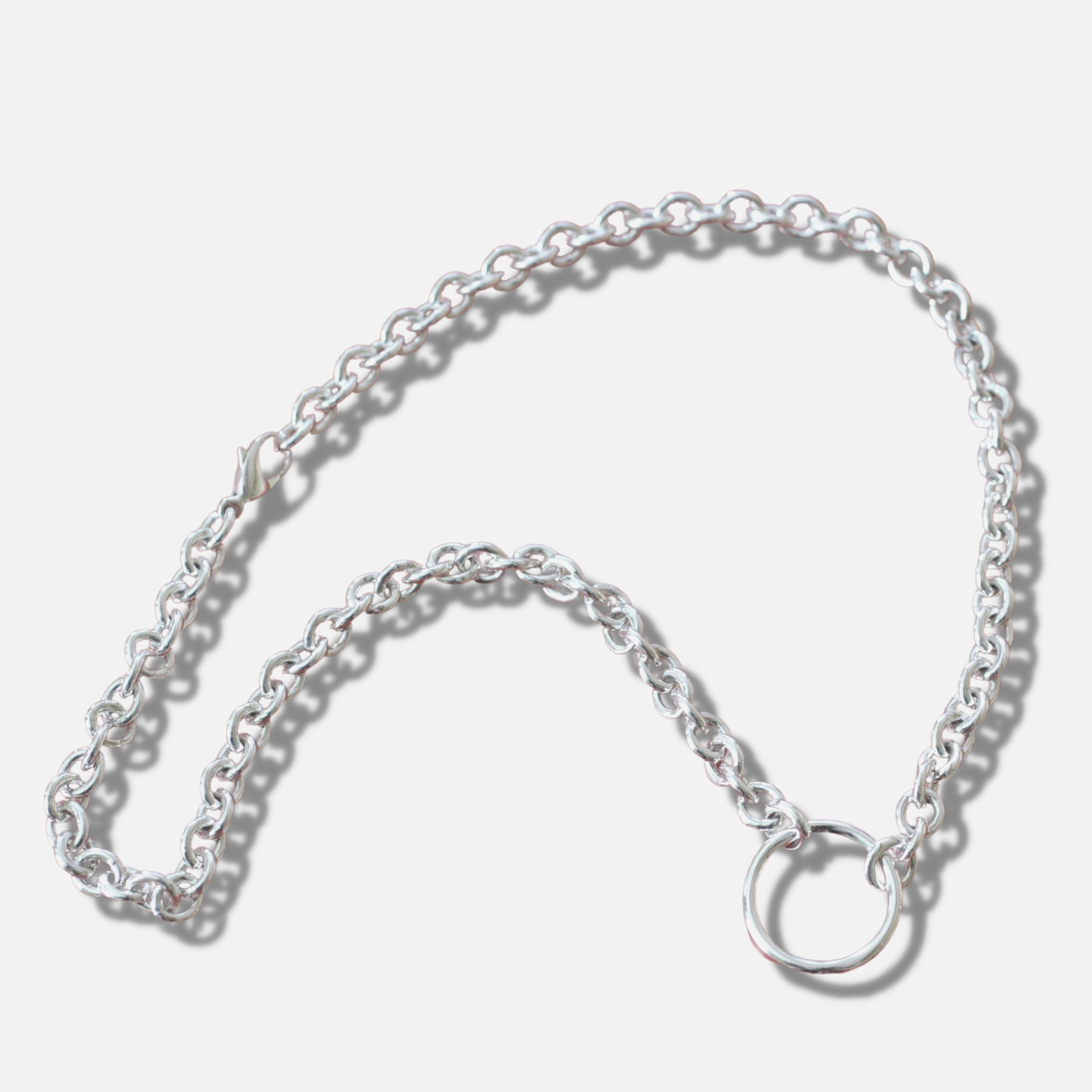 Handmade Sterling Silver BDSM Day Collar with Classic O Ring and Medium Chain