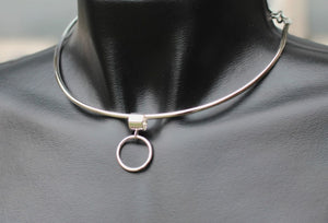 Half and Half Sterling Silver, Ultra Discreet Day Collar.  With a sterling silver Removable O ring section.  The O ring, can be taken on and off, for a different look. 