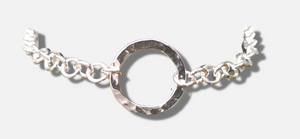 Handmade Sterling Silver BDSM Day Collar - Heavy Chain, Textured O Ring, Adjustable Fit