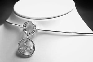 Sterling Silver Day Collar with Concealed Closing and BDSM Triskele Pendant