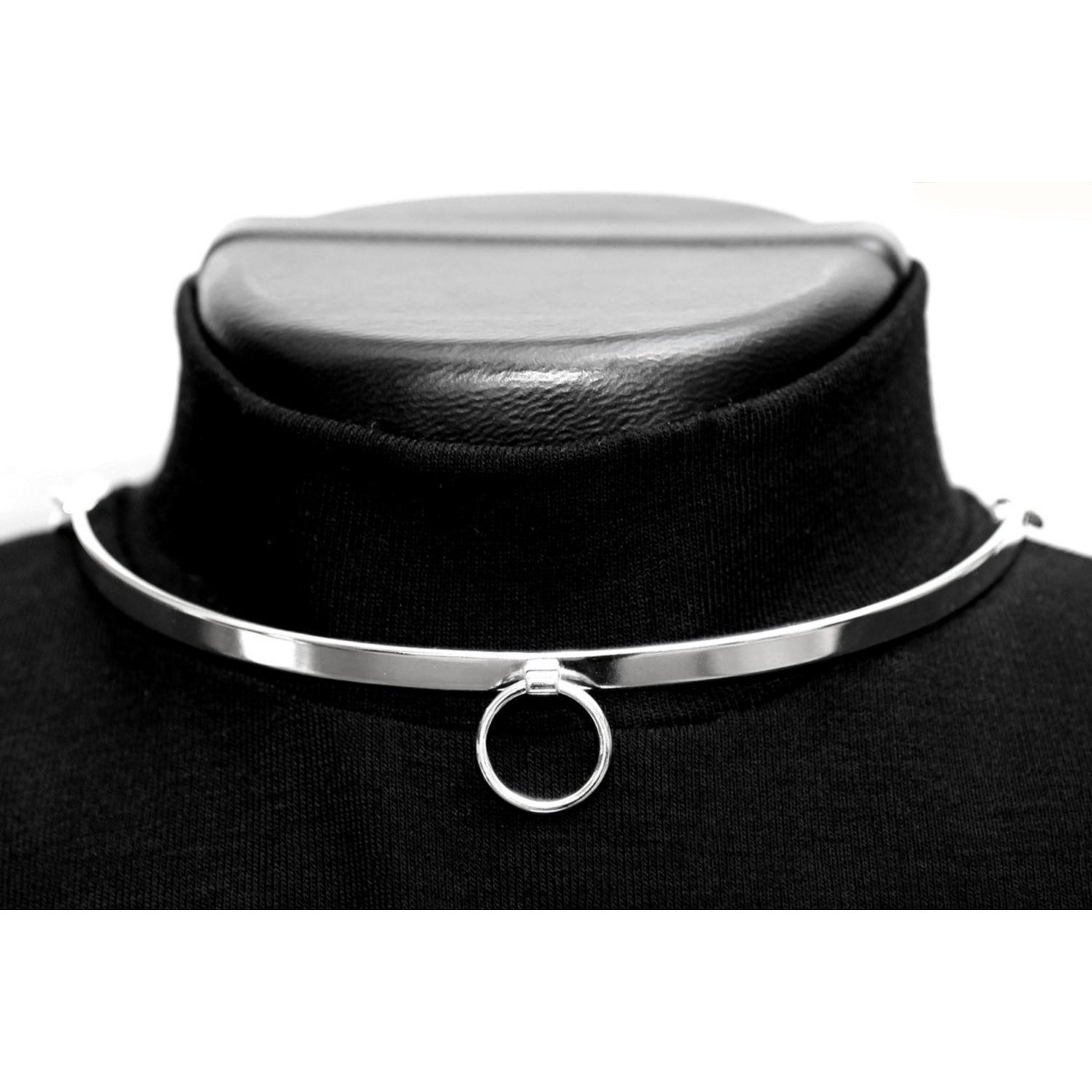 Sterling Silver-Elegant & Sexy Submissive Collar-BDSM O Ring & Padlock Clasp