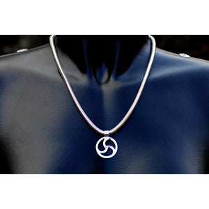 Sterling Silver, Discreet Triskele necklace, Snake Chain, Handmade BDSM Collar