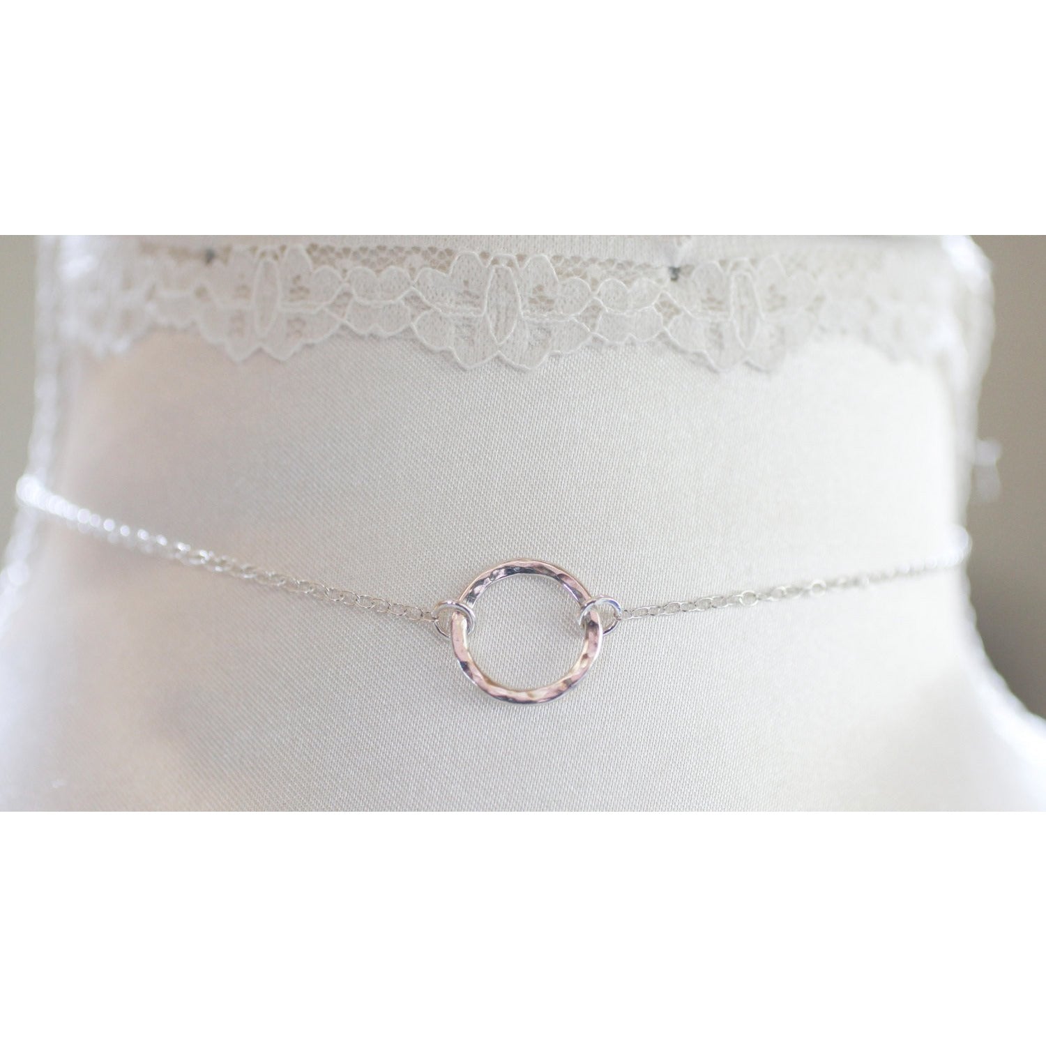 SUBMISSIVE DAY COLLAR,BDSM STERLING SILVER,DISCREET DAY COLLAR, HAMMERED O RING.