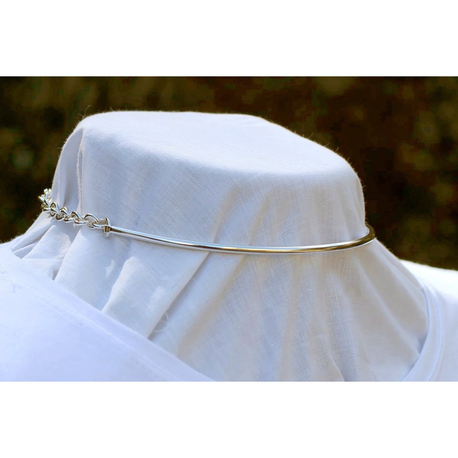 New Design, Discreet Day Collar, 3mm Sterling Silver (8g), Chain Back Section, Handmade, BDSM Collar
