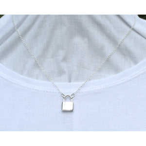 Solid Sterling Silver Padlock Necklace with 11mm Clasp