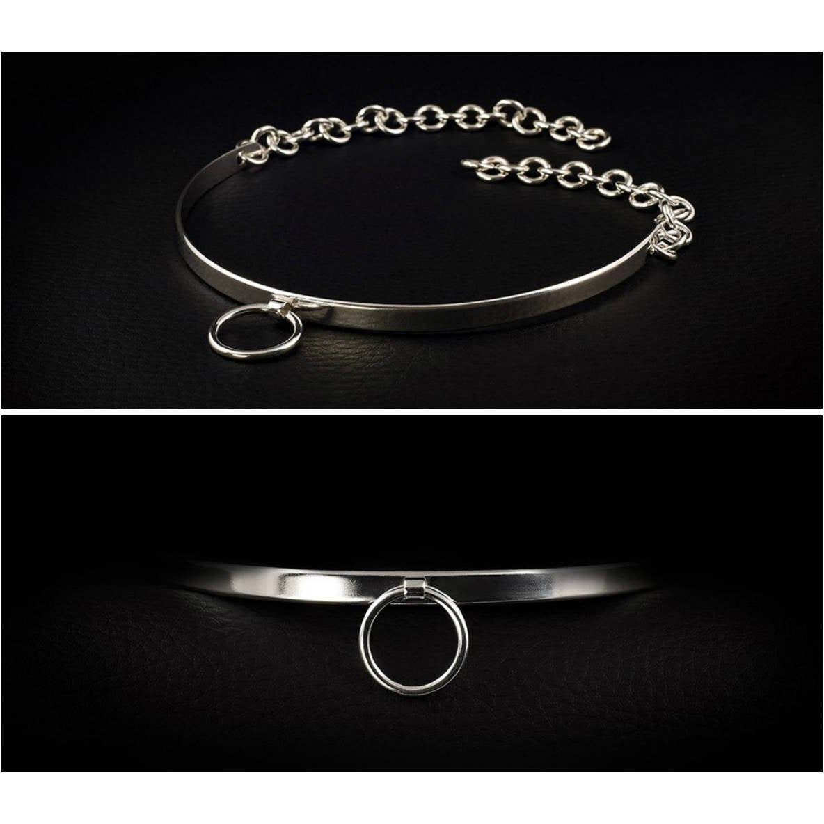Sterling Silver-Elegant & Sexy Submissive Collar-BDSM O Ring & Padlock Clasp