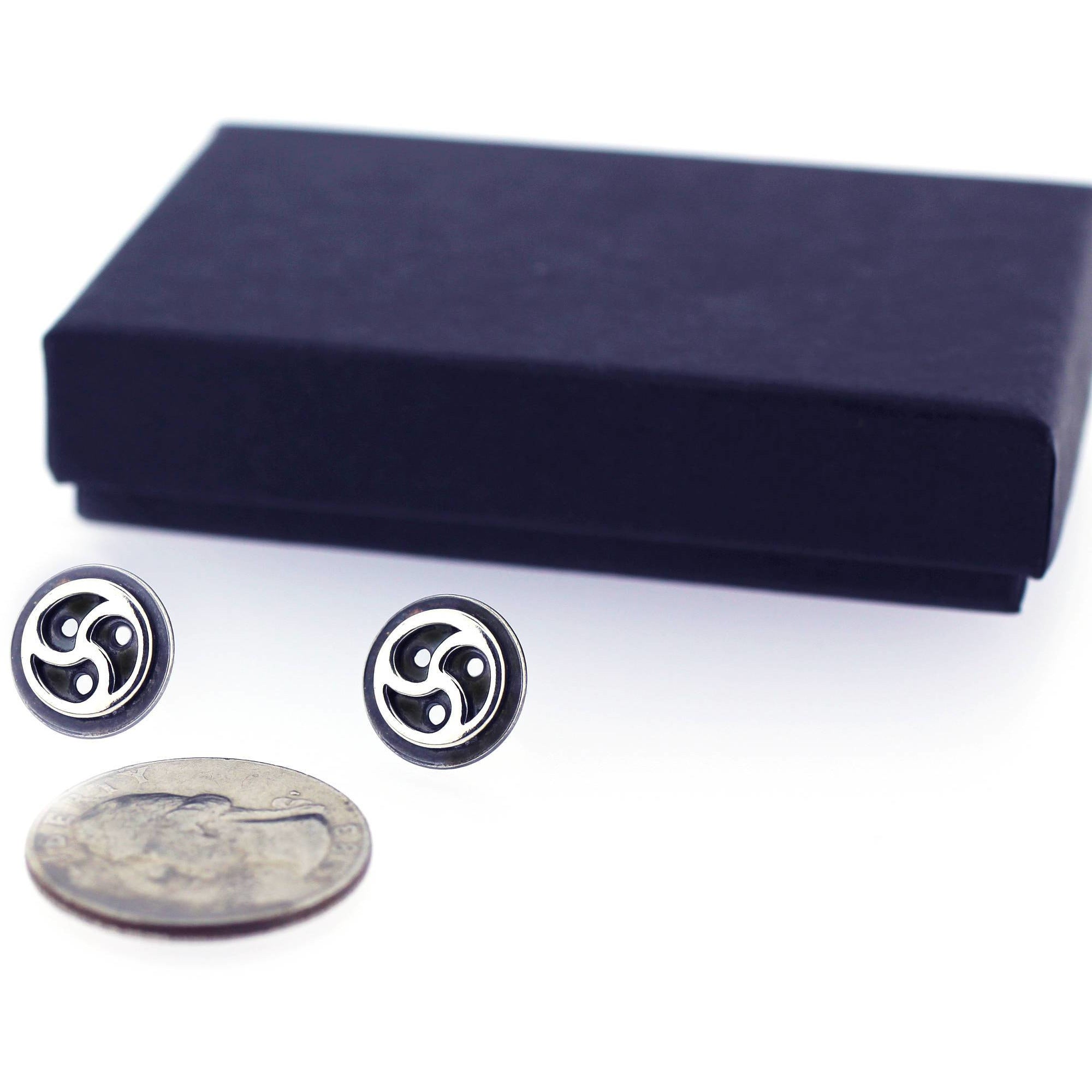 Handcrafted Sterling Silver BDSM Symbol Earrings - Triskele Design for Style and Symbolism
