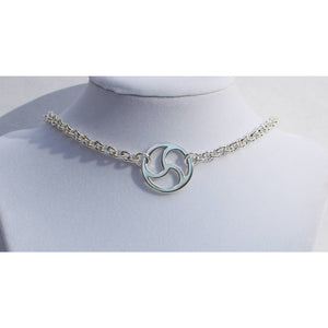 Sterling Silver, Day Collar, Discreet BDSM Symbol Medium Heavy Chain, Choker Style, Handmade
