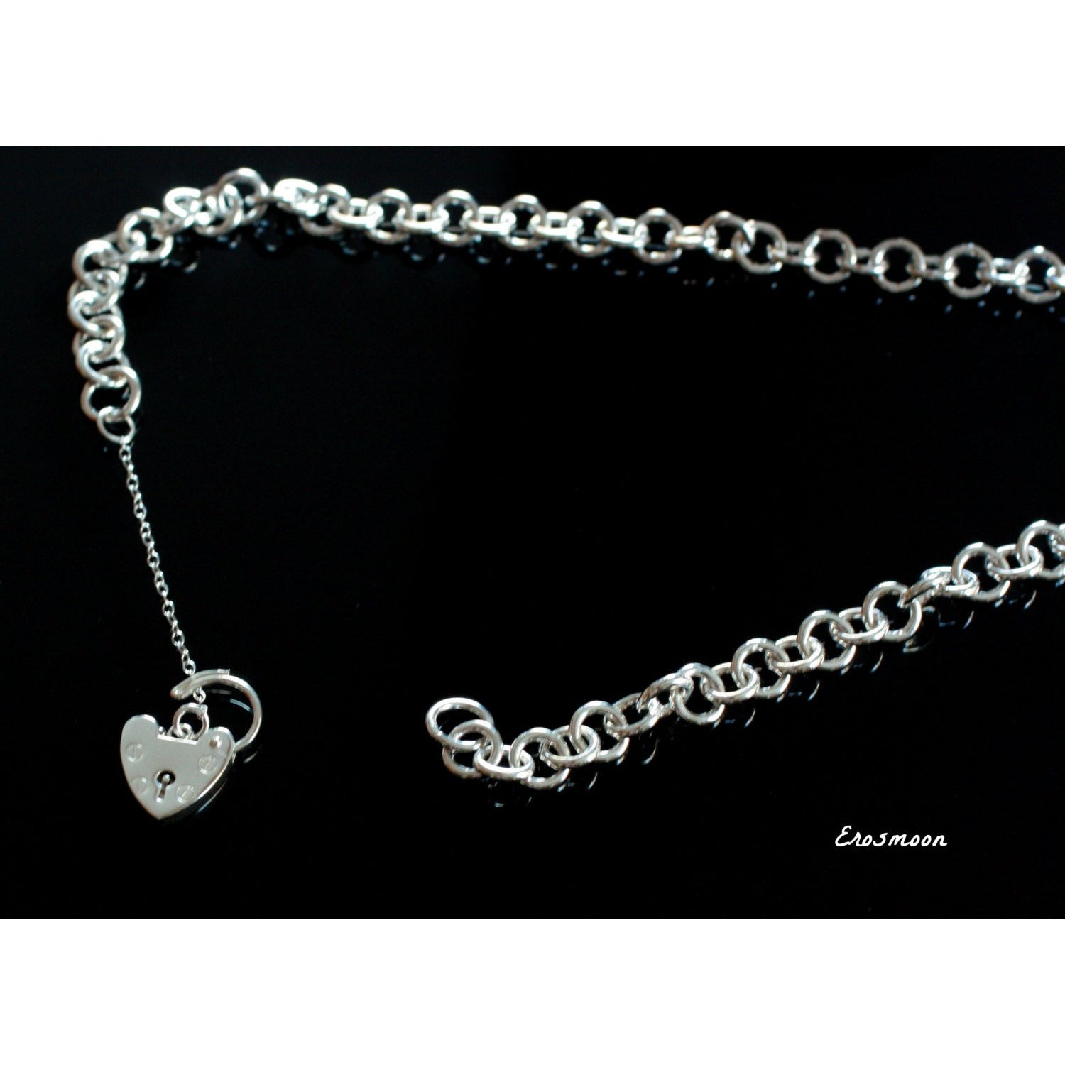 Sterling Silver Chain, Day Collar, Necklace collar, Vintage style, sterling silver padlock clasp