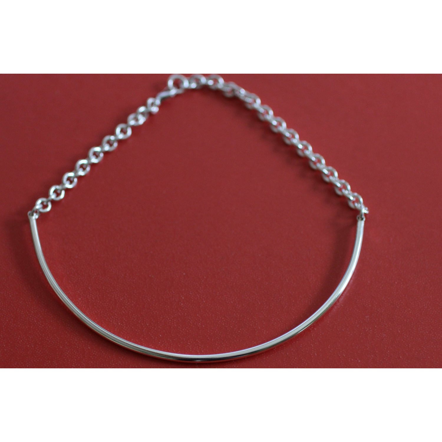Discreet Day Collar, Removable Sterling O ring, 3mm Sterling Silver (8g), Chain Back Section, Handmade, BDSM Collar