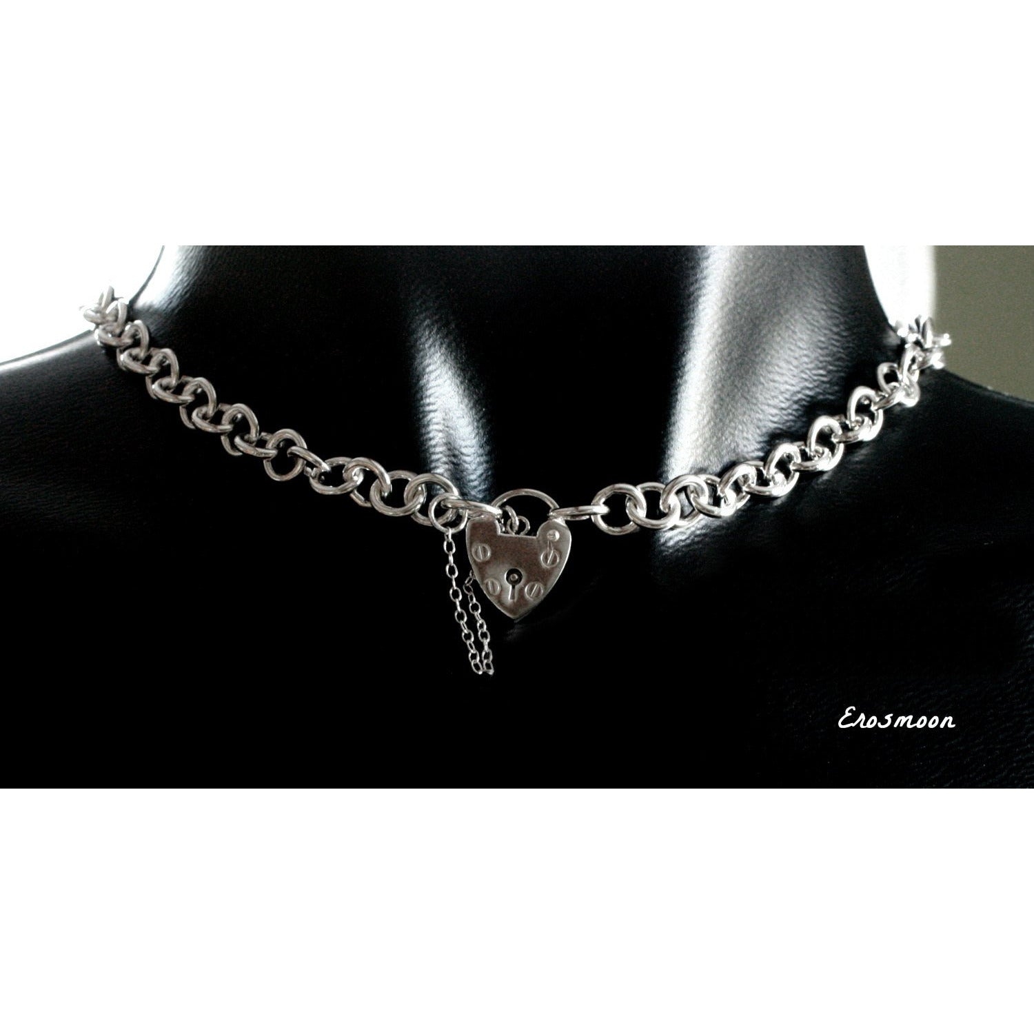Sterling Silver Chain, Day Collar, Necklace collar, Vintage style, sterling silver padlock clasp
