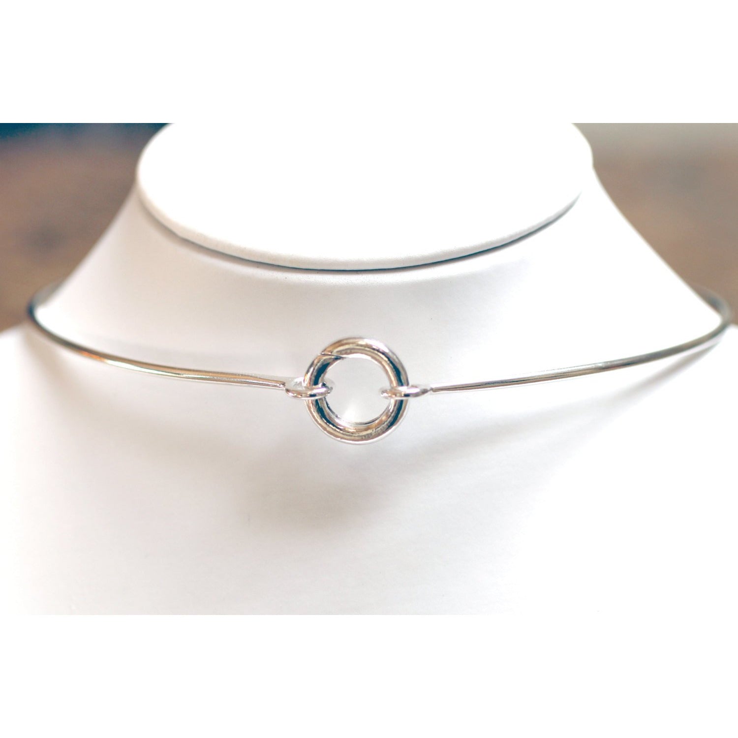 Solid Sterling Silver (925) BDSM Day Collar Necklace with Discreet, Concealed 3 mm Thick, 15 mm Wide Spring Ring Clasp